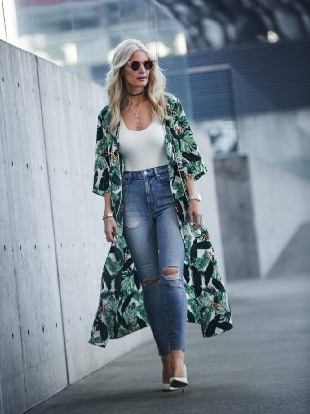 Rachel Zoe Tropical Duster Robe Womens One Size Green Leaf Kimono Swim Cover Up
